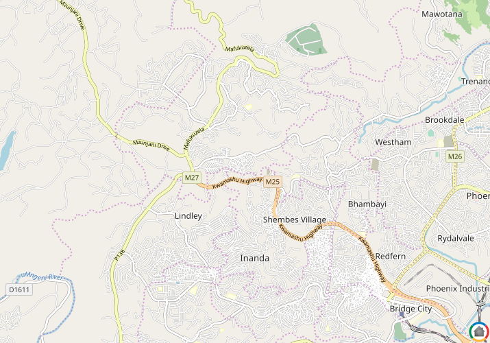 Map location of Inanda A - KZN